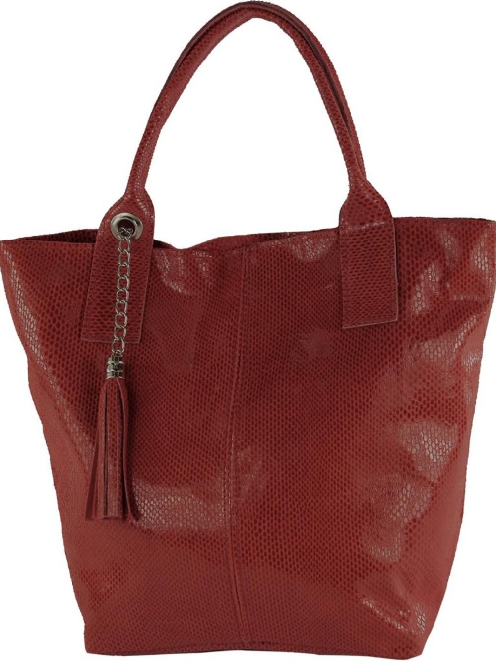 Stylish Handmade Leather Shoulder Bag - Large Shopper with Inside Pocket, Italy